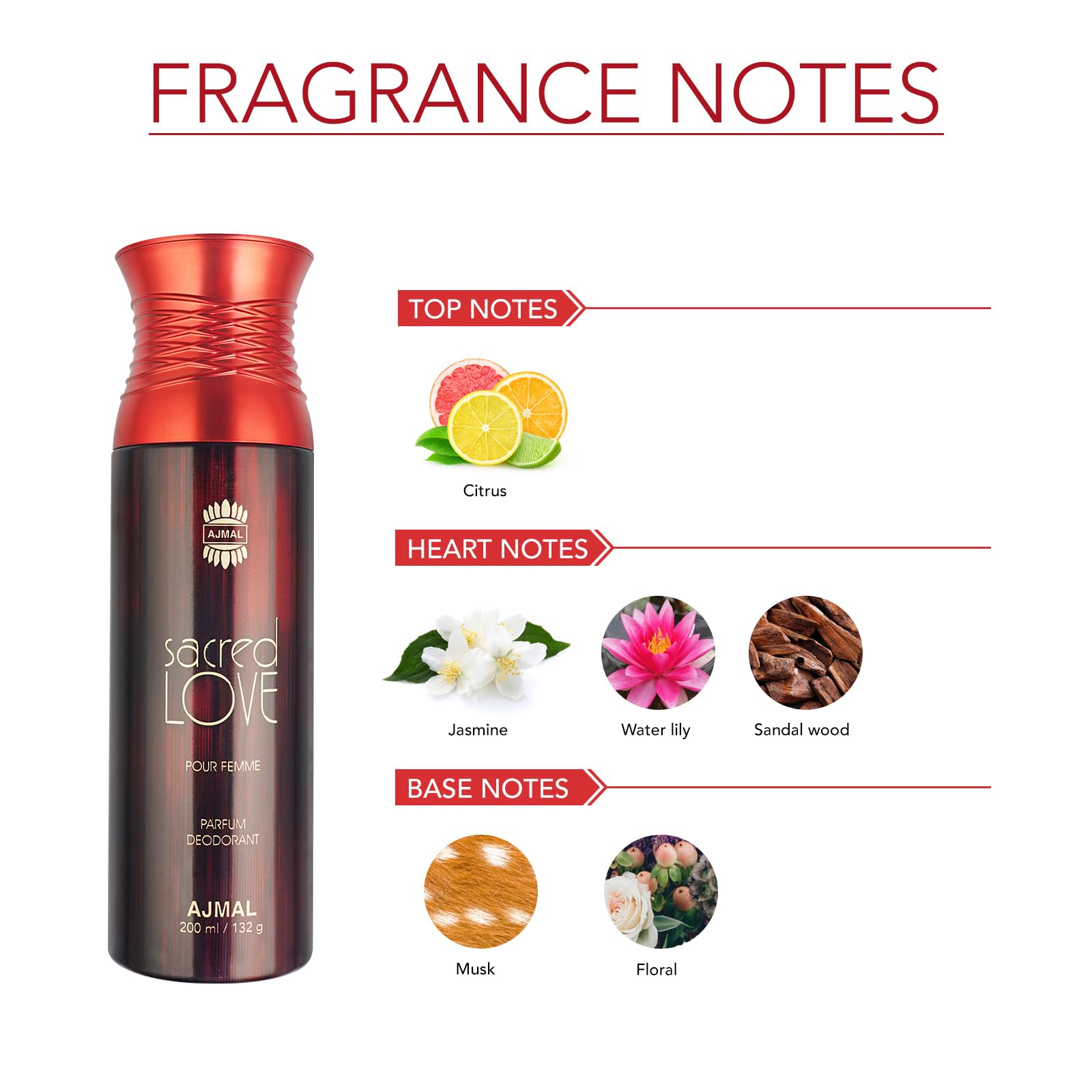 Ajmal Sacred Love Perfume Deodorant 200ml Body Spray Gift For Women