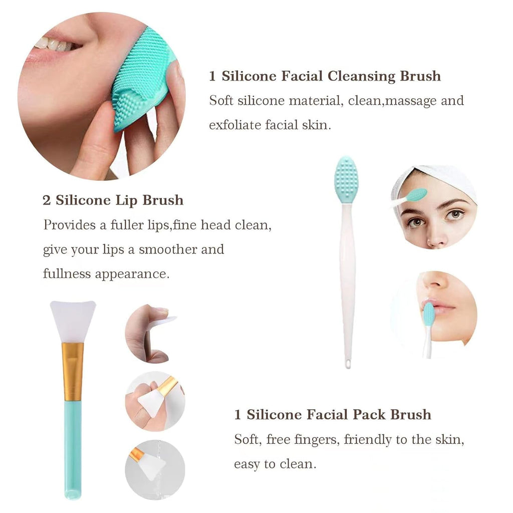 23 Pcs Makeup Brush Kit, Foundation Brush Eyeshadow Brush, Makeup Sponge Puff Set, Makeup Remover Pads (Green, 23 Piece Set) (23 set)