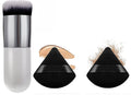 1 Round Foundation Makeup Brush, 2 pieces MakeupSponge Blender (Foundation brush, 2 Pieces Triangle Powder Puffs Face CosmeticPowder Puff Washable Reusable Soft Plush Powder Sponge Makeup Sponge)