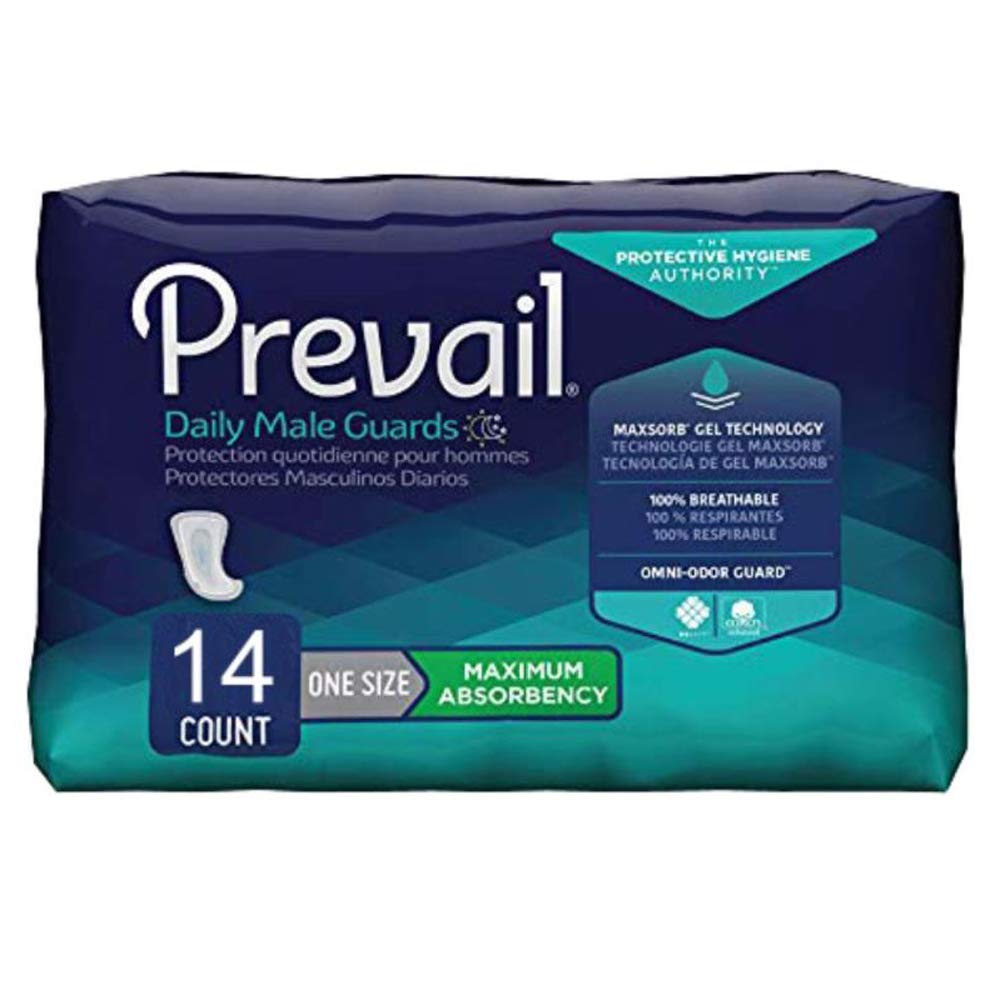 "Prevail Bladder Control Guards for Men 12.4"" - 14 Counts (For Unexpected leaks and light incontinence)"