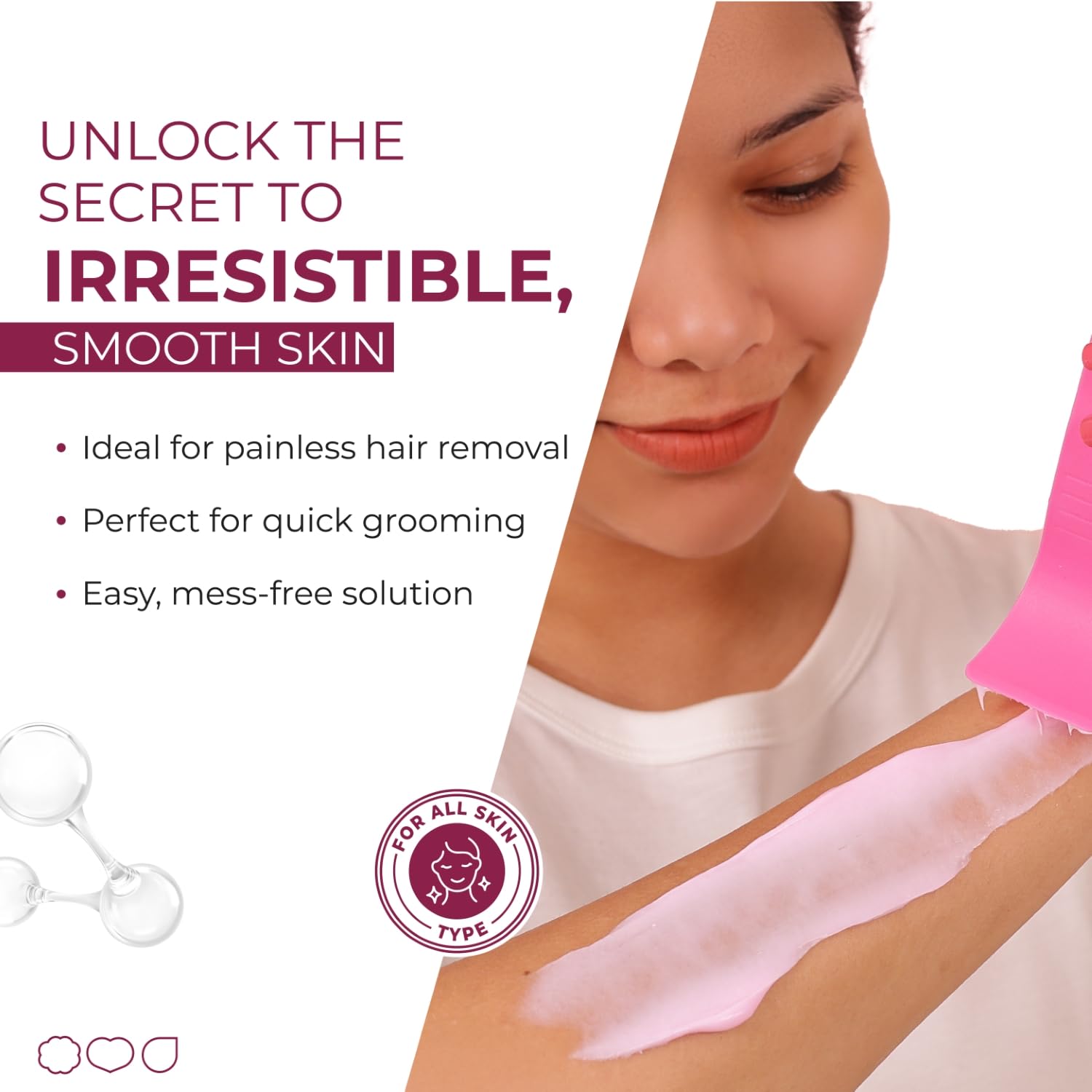 Alite Hair Removal Cream for Women| Painless & Hair Removal | Smooth, Nourished Skin | Enriched with Rose Water, Natural Butter & Aloe Vera Pack of 4 (60g each)