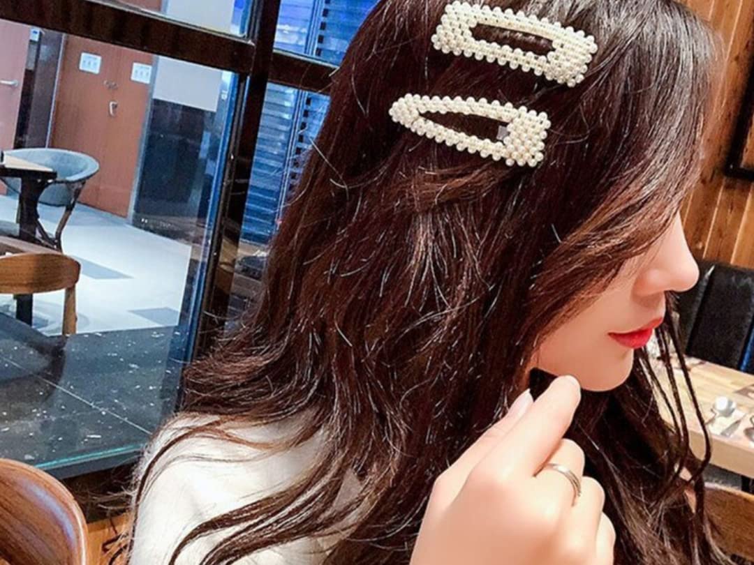 ANNACREATIONS 8 Pcs Korean Fashion Style Pearl Metal Hair clips Tic Tac Hair Barrettes Set Hairpin Hair Clip, Lock Pin Jewelry Hair Accessories For Women's And Girls, White