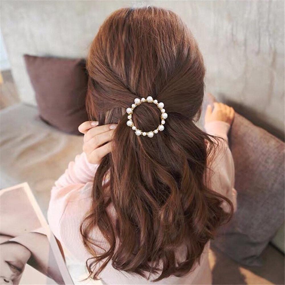 ANNACREATIONS 8 Pcs Korean Fashion Style Pearl Metal Hair clips Tic Tac Hair Barrettes Set Hairpin Hair Clip, Lock Pin Jewelry Hair Accessories For Women's And Girls, White