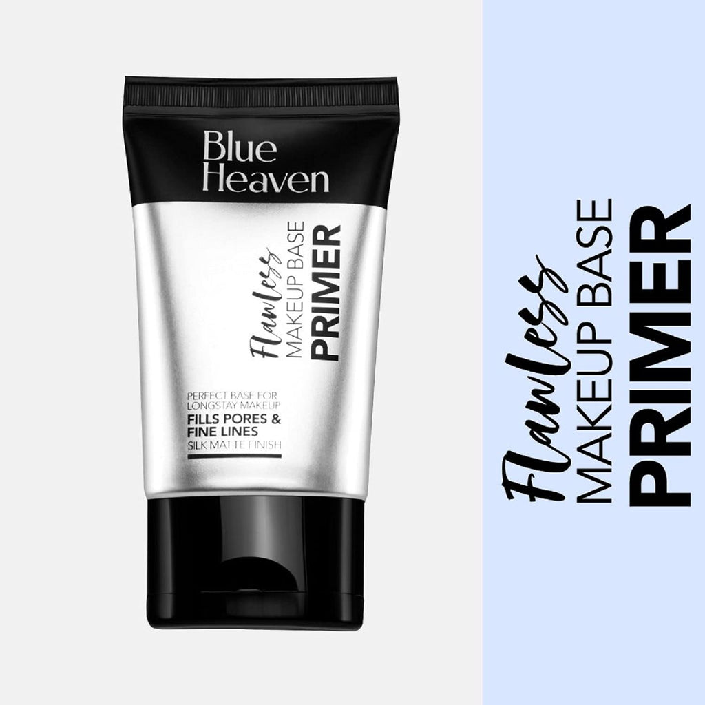Base de maquillage Blue Heaven Flawless | Base lisse et longue tenue | Base minimisatrice de pores et ridules pour le maquillage du visage | Fini mat soyeux | Non grasse et sans huile | Gel de silicone enrichi en extraits d'aloe vera | 30 g