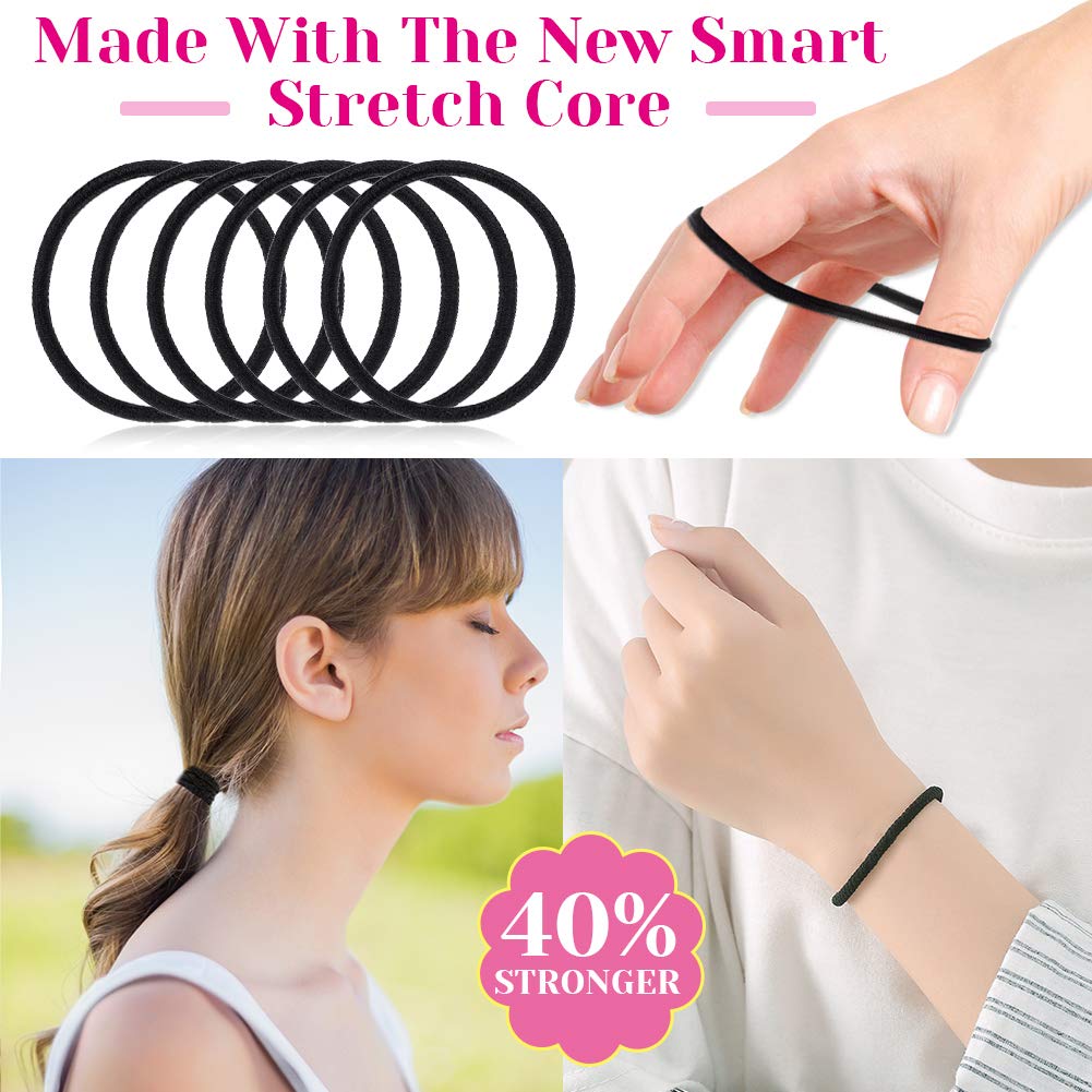 Anezus 250 Pcs 3mm Black Elastics Small Hair Ties Hair Bands Accessories for Girls: Black Elastics(3mm)