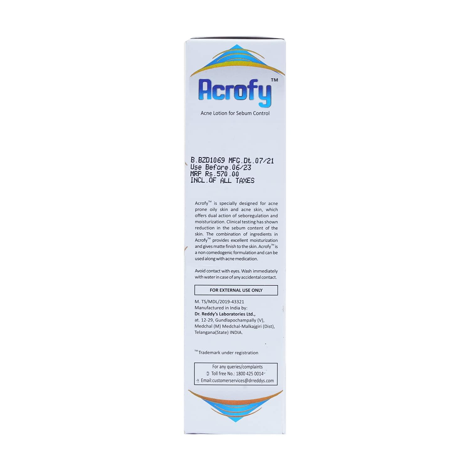 Acrofy, Crème Hydratante pour Peaux à Tendance Acnéique, Formule Sébum Réduit les Rougeurs, Sans Huile, Effet Mat, Hydratation 24h, 50g