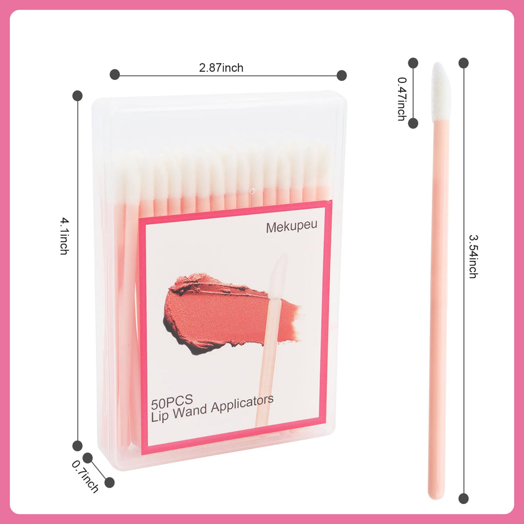 50 Pcs Disposable Lip Wands Applicator, Lipstick Brush,Makeup Gloss Wands,Makeup Applicator Beauty Tool Kits (light pink, 50pcs)