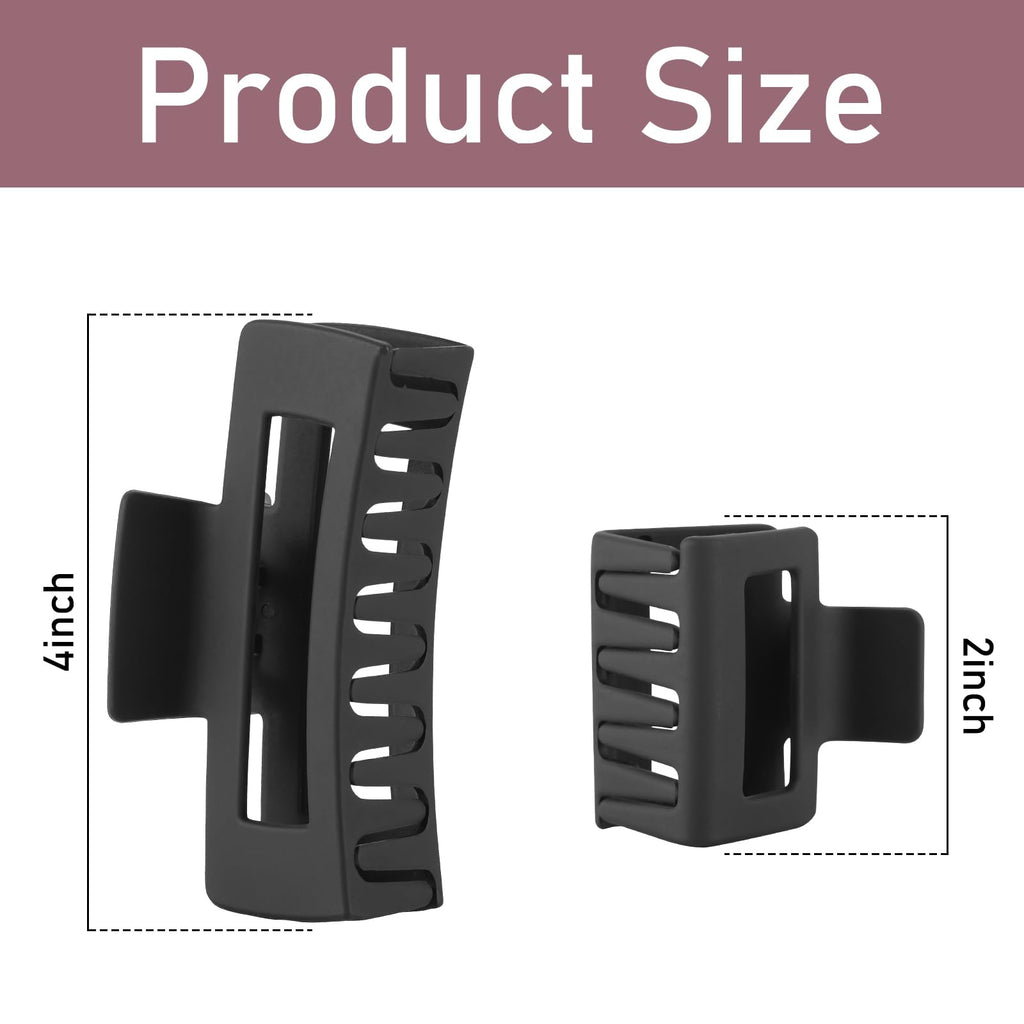 12 Pcs Rectangle Hair Clips, Hair Accessories for Women and Girls, Including 6 Pcs 4 Inch Large Claw Clips for ThickHair and 6 Pcs 2 inch Small Claw Clips for ThinHair (Neutral)