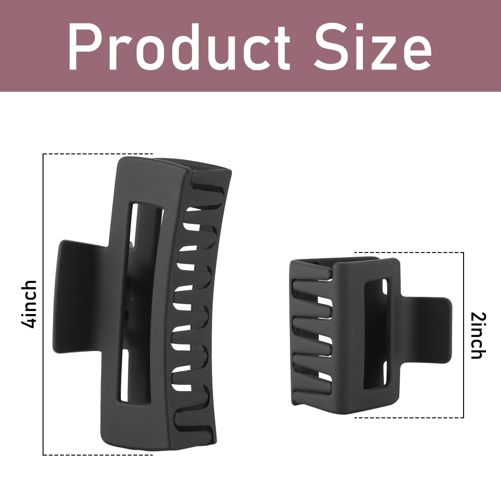 12 Pcs Rectangle Hair Clips, Hair Accessories for Women and Girls, Including 6 Pcs 4 Inch Large Claw Clips for ThickHair and 6 Pcs 2 inch Small Claw Clips for ThinHair (Neutral)