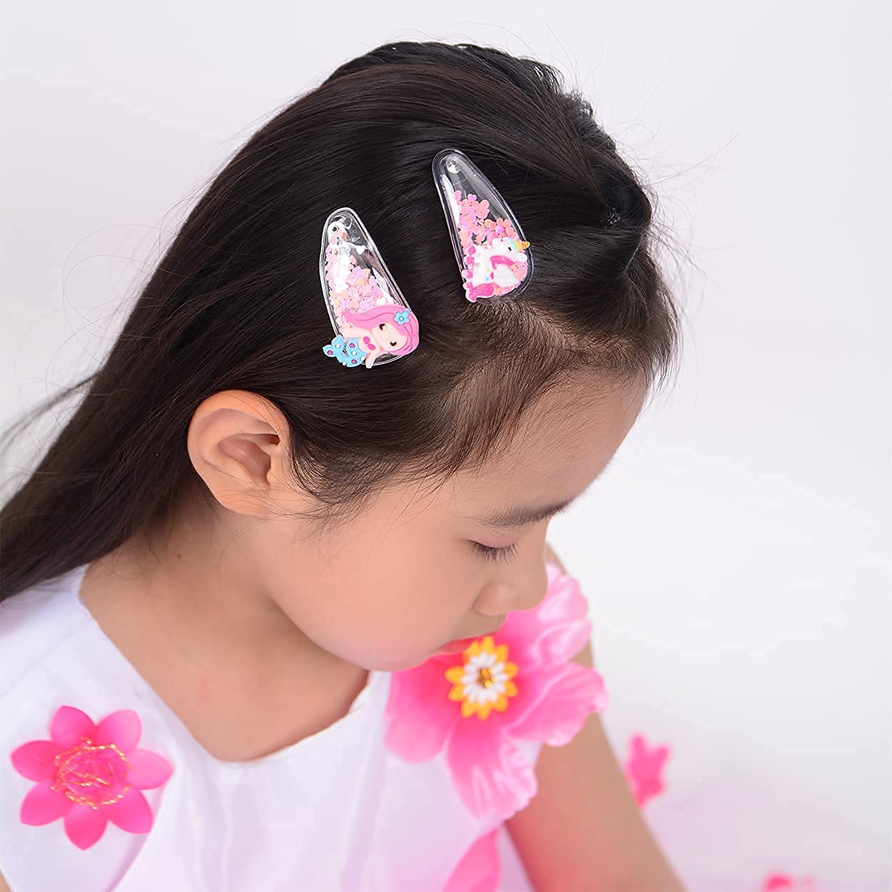 ANNACREATIONS 10 Pcs Plastic Metal Sequins Transparent Hair Clips For Girls Glitter Snap Hair Clips Toddler Hairclips Fruit Cartoon Animal Hairclip Hair Accessories Multicolor