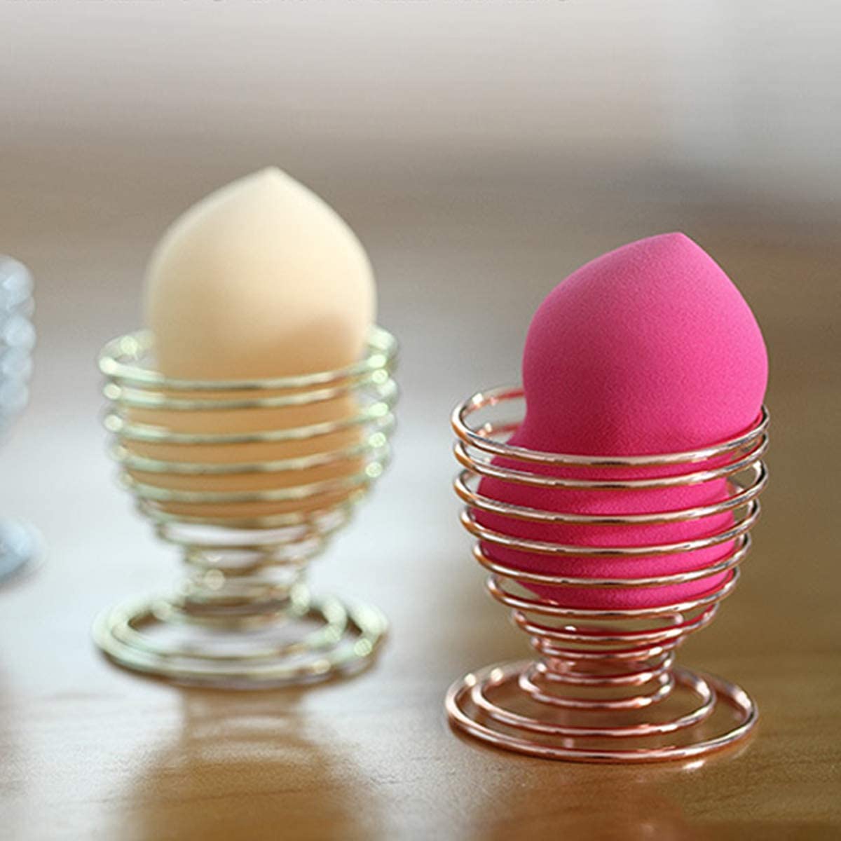 1Pcs Beauty Makeup Sponge Blender Holder Drying Rack Stand, Makeup Sponges Stand, Powder Puff Sponge Support Display Stand,Makeup Organizer Silver Practical Processed