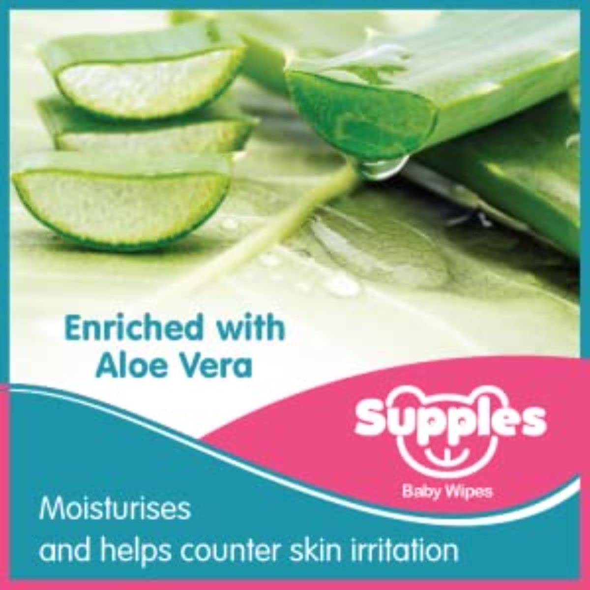 Amazon Brand - Supples Baby Wet Wipes with Lid | 576 Wipes | 72 Wipes x 8 Packs | Enriched With Aloe Vera and Vitamin E | Alcohol-Free and Paraben-Free | Pure Water-Based formulation