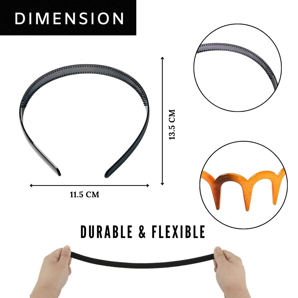 ANNA CREATIONS® 6 PCS Hair Accessories Korean Style shell & black Plastic Hairband Headband combo set for Girls and Woman