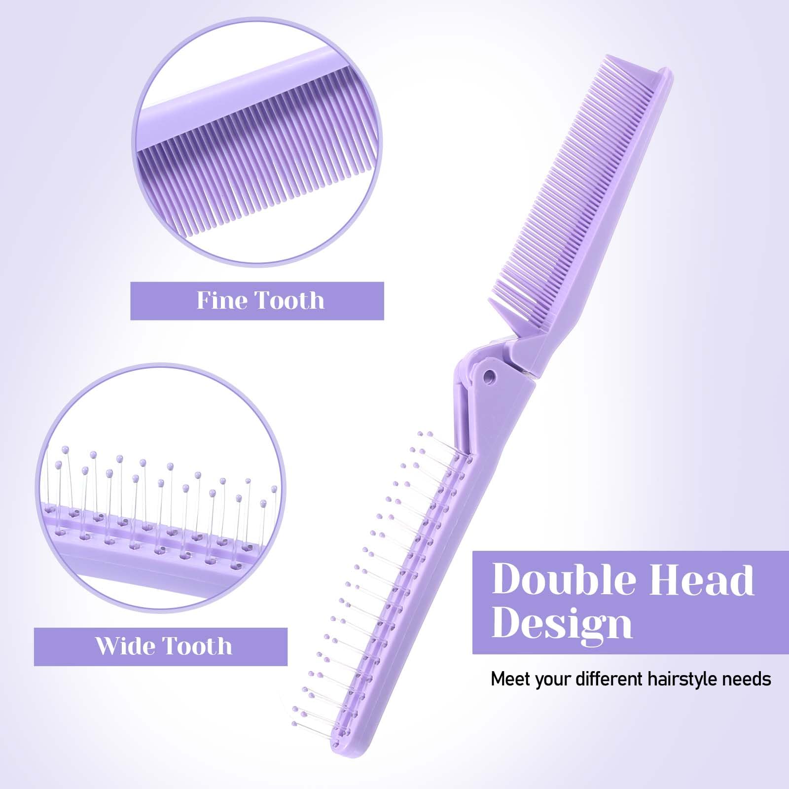2 Pack Travel Comb for Women Mini Folding Combs Double Headed Small Pocket Combs Protable Folding Comb for Purse Bags Porket Anti-Static Hair Brush for Women Men All Hair Types