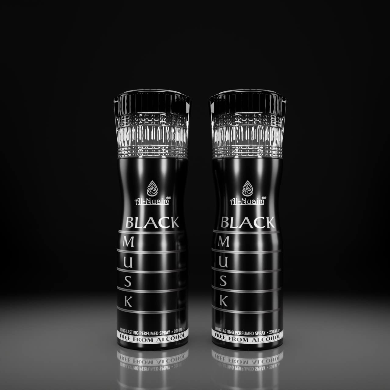 Al-Nuaim Black Musk Alcohol Free Deodorant | Body Spray | Long Lasting Perfumed Spray For Men | Pack of 2 x 200ml