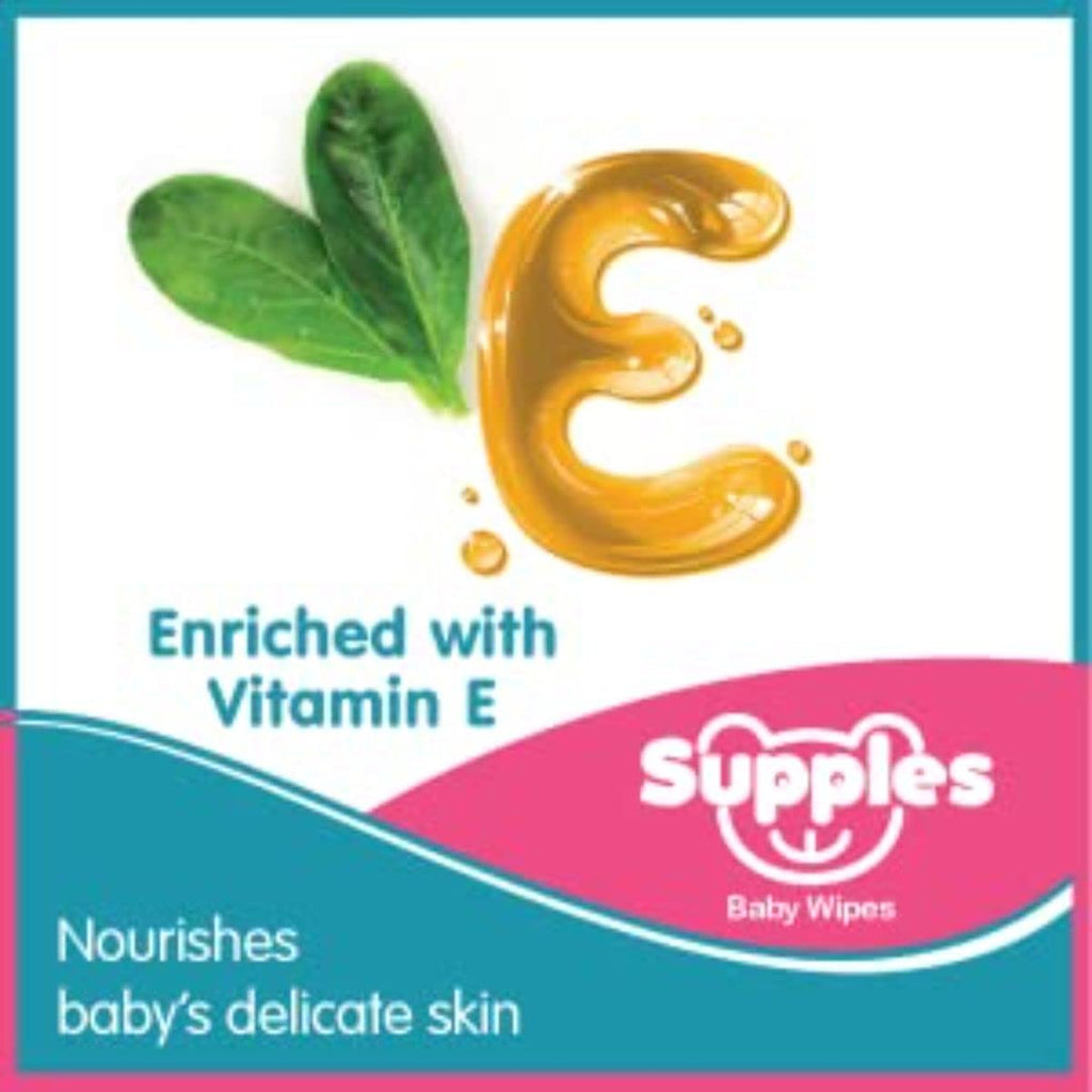 Amazon Brand - Supples Baby Wet Wipes with Lid | 576 Wipes | 72 Wipes x 8 Packs | Enriched With Aloe Vera and Vitamin E | Alcohol-Free and Paraben-Free | Pure Water-Based formulation