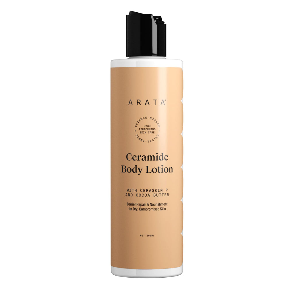 Arata Ceramide Body Lotion for Winter Dry Skin | Exfoliates Dead Skin | Non-Greasy Formula with Long-Lasting Hydration | Deep Nourishment with Shea Butter & Cocoa Butter | For Men & Women (200ml)