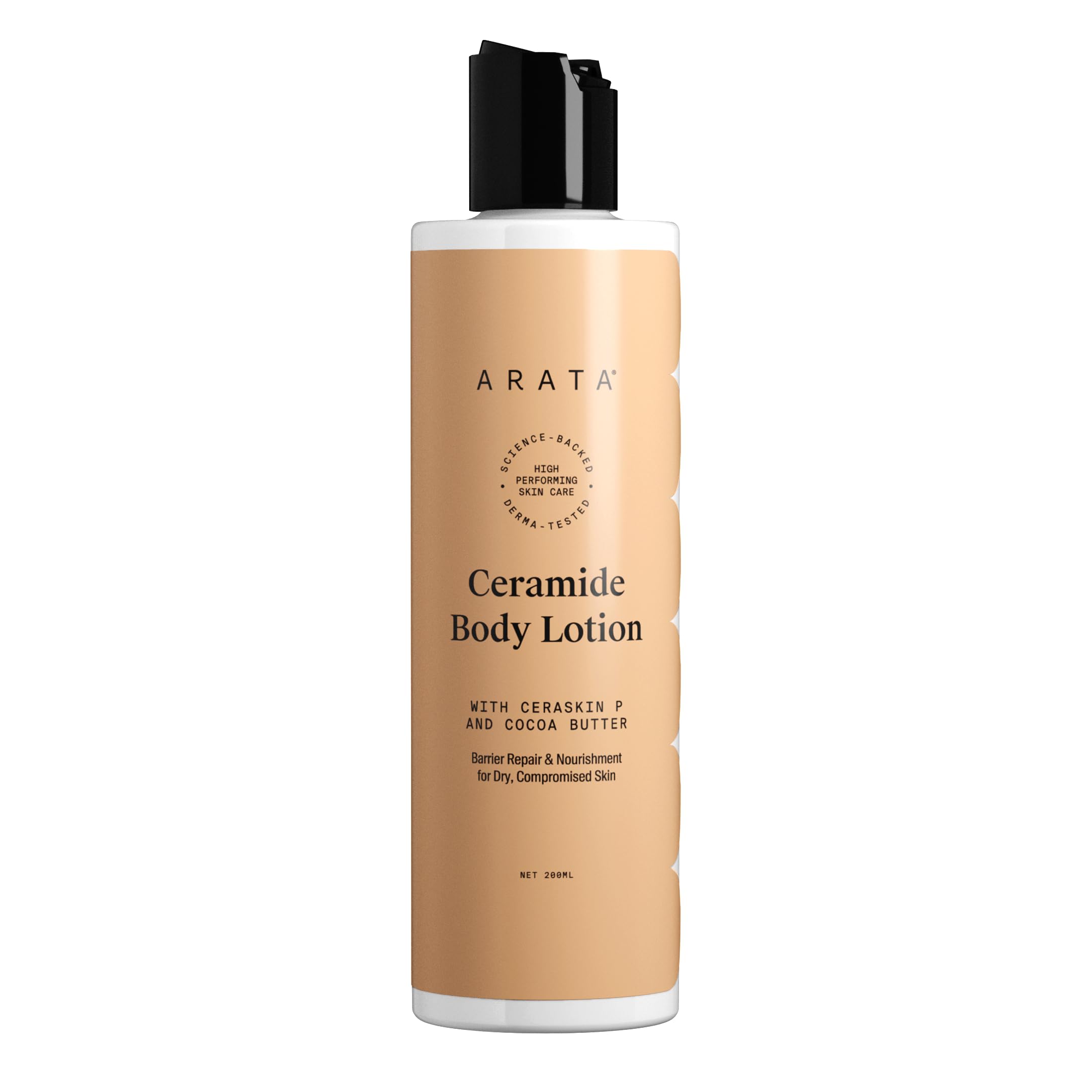 Arata Ceramide Body Lotion for Winter Dry Skin | Exfoliates Dead Skin | Non-Greasy Formula with Long-Lasting Hydration | Deep Nourishment with Shea Butter & Cocoa Butter | For Men & Women (200ml)