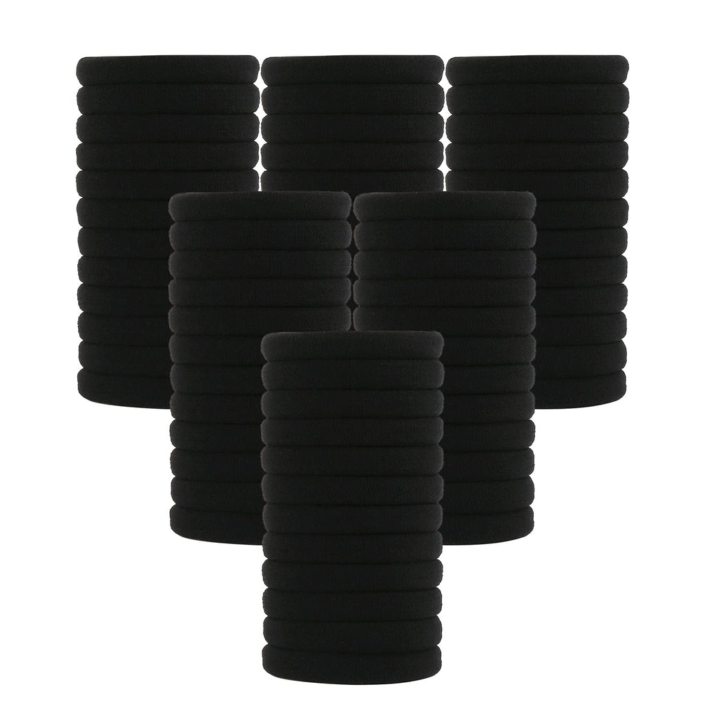 60PCS Black Large Hair ties, Cotton Hair Bands, Seamless Hair Ponytail Holders,by NineTong