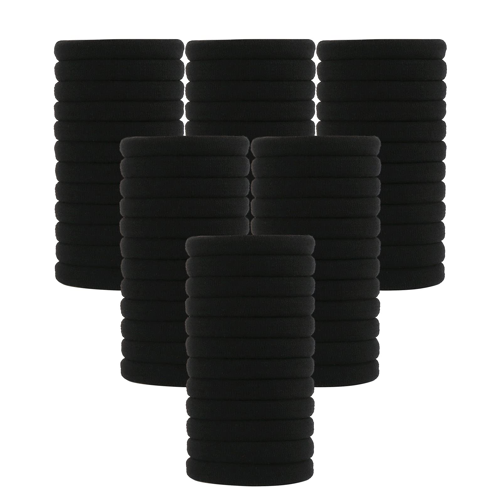 60PCS Black Large Hair ties, Cotton Hair Bands, Seamless Hair Ponytail Holders,by NineTong