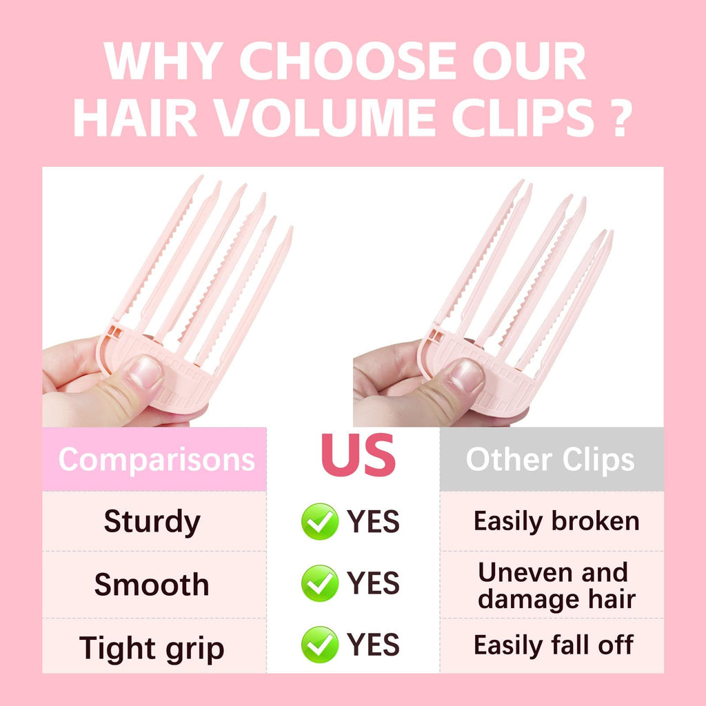 2PCS Volumizing Hair Clips for Women, Hair Volume Clip Styling Tools Volumizing Comb for Fluffy Bangs Clips for Root Lift, Root Booster Clips, Pink