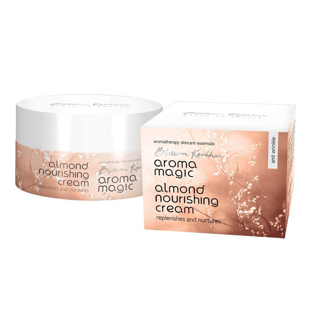 Aroma Magic Anti-wrinkle Almond Nourishing Cream | Replenishes & nourishes skin, reduces fine lines with beta-carotene, chamomile, orange & jasmine essential oil, sandalwood & honey extract | 50gm