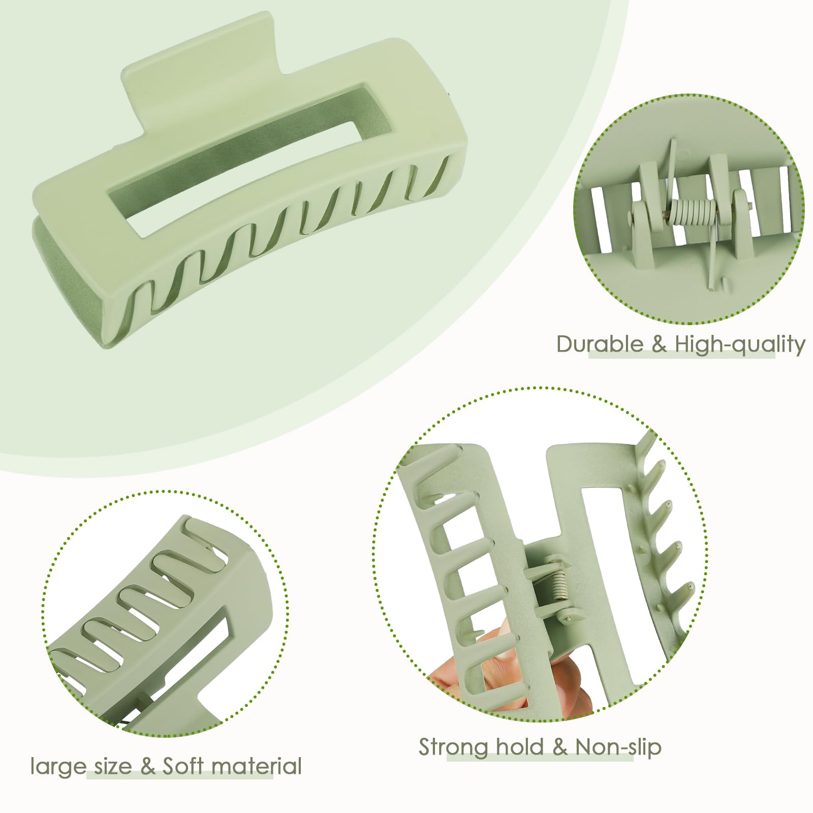 4.1 Inch Large Hair Claw Clips 8 Pcs Rectangle Big Clips for Thick Hair Nonslip Acrylic Banana Jaw Accessories for Women and Girls (Brown Colorful)