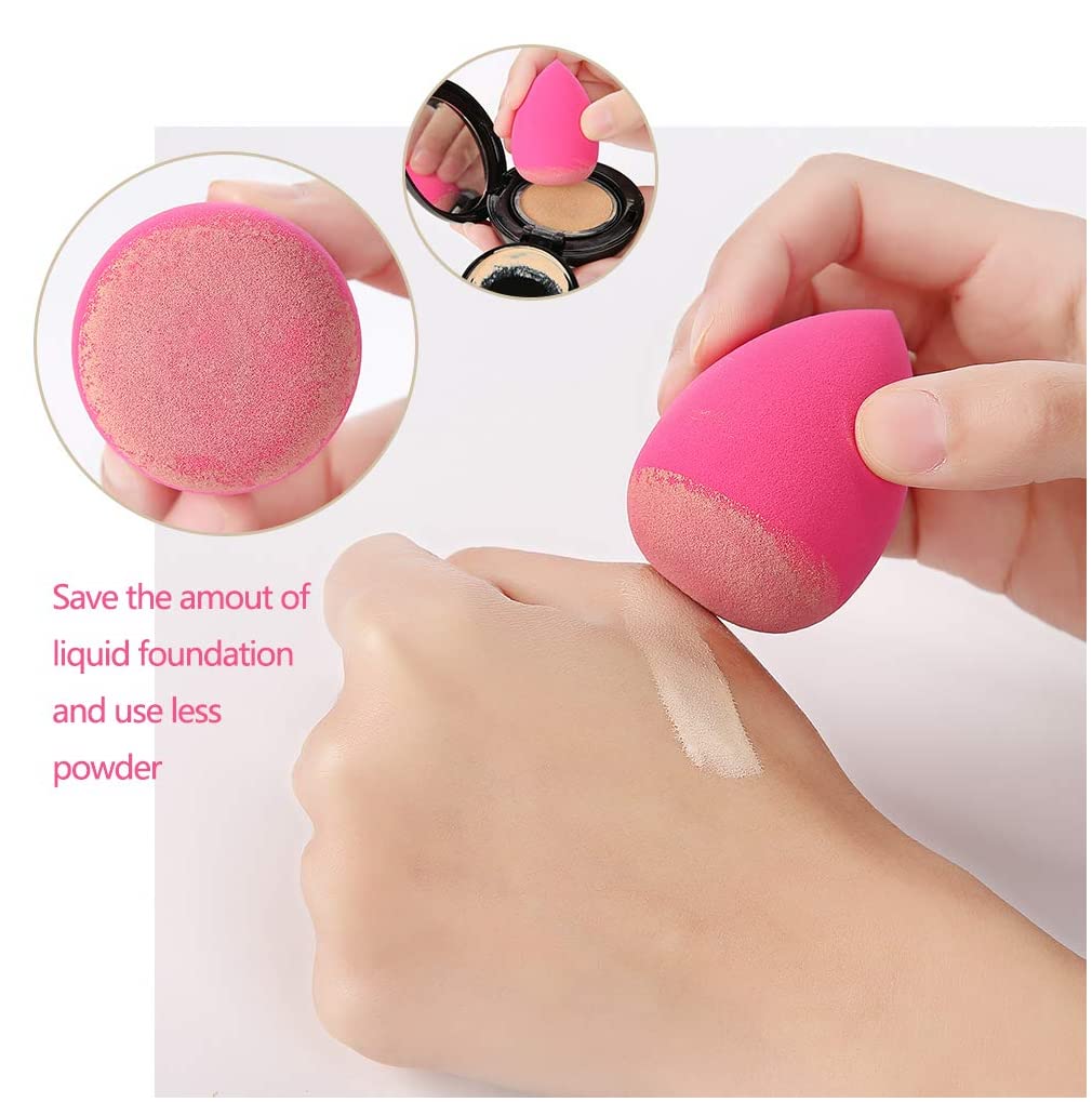 Aadav 1 Round Foundation Makeup Brush, 2 Pieces Makeup Sponge Blender (Mini Foundation Brush With 2Pcs Blender Puff)