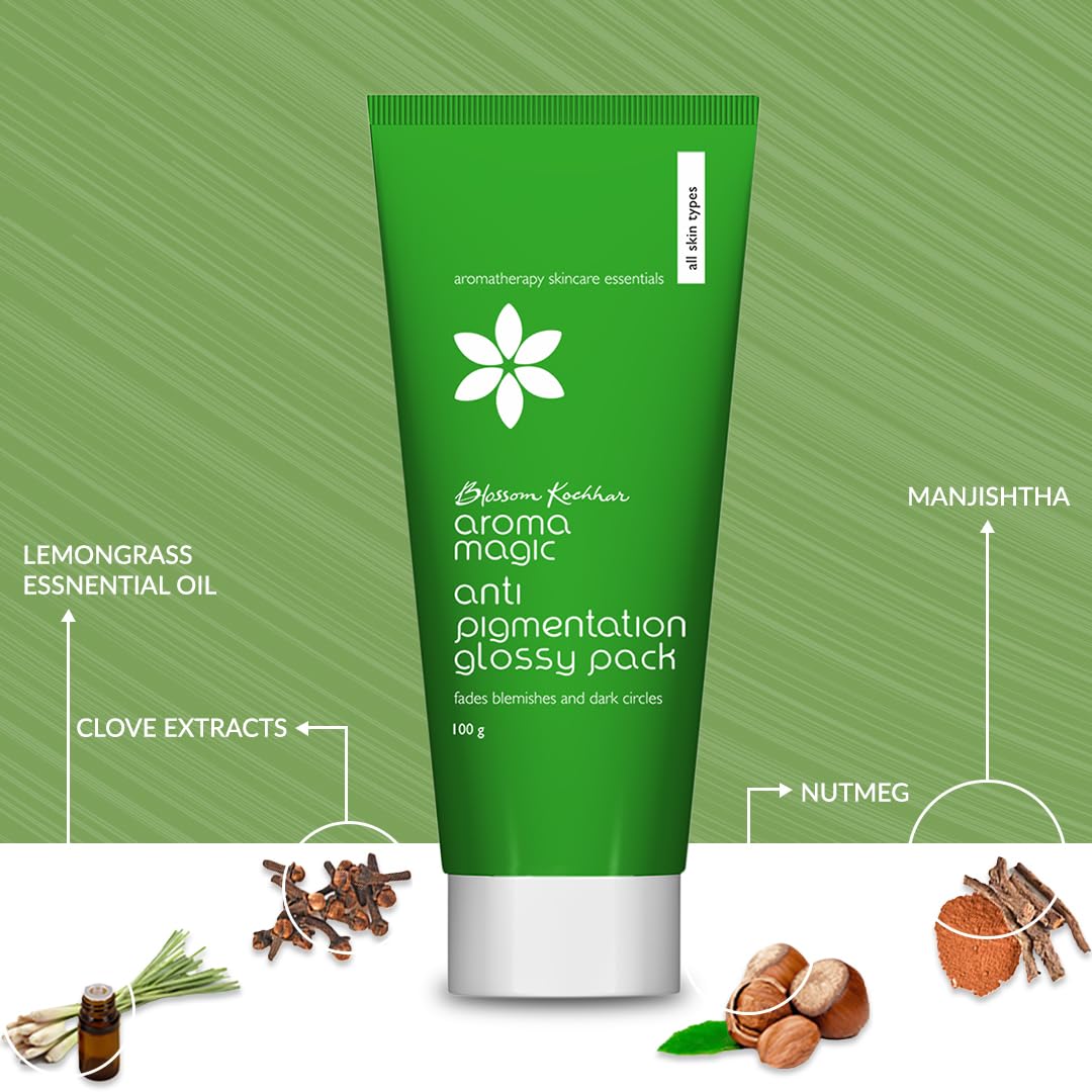 Aroma Magic Anti Pigmentation Glossy Face Pack| 5 powerful natural extracts |Fade Pigmentation,Blemishes & Dark circles |Radiant & Natural Glow |for Men & Women |All Skin Types| 200gm Pack of 1