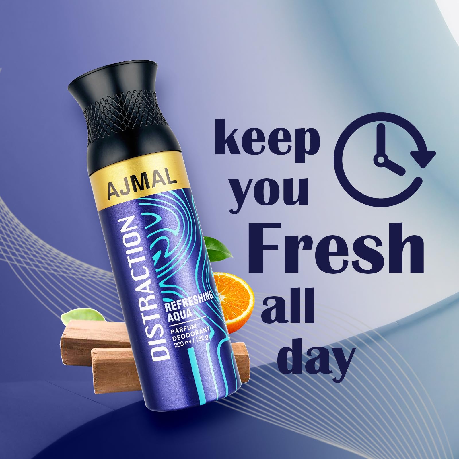 AJMAL Distraction Deodorant Spray Spicy Fragrance Casual Wear For Men & Women + 2 Parfume Testers Free, 200 Ml
