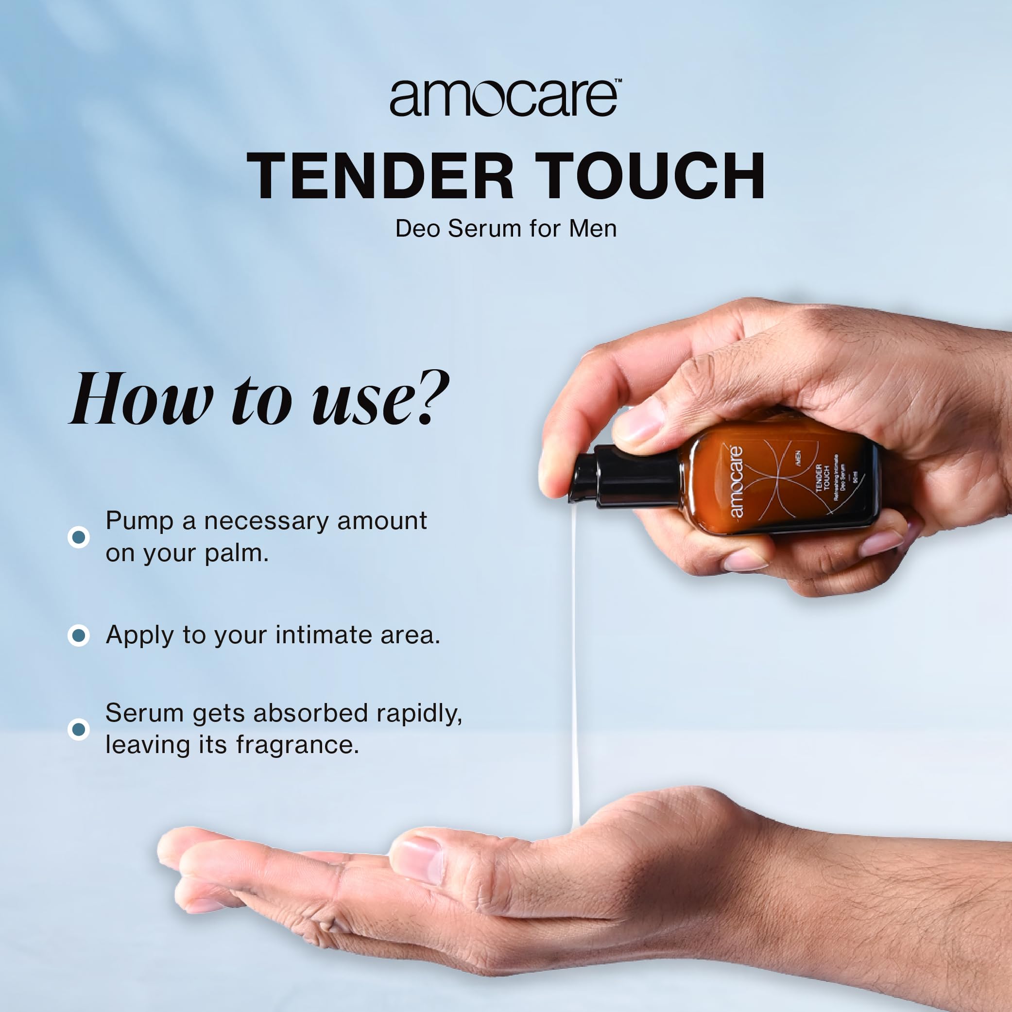 Amocare Liquid Intimate Deo Serum For Men | Prevents Body Odour, And Kills Bacteria | Easy To Apply, Soothes And Exfoliates | For Sensitive And Normal Skin | Aqua Fragrance | Alcohol Free - 50Ml