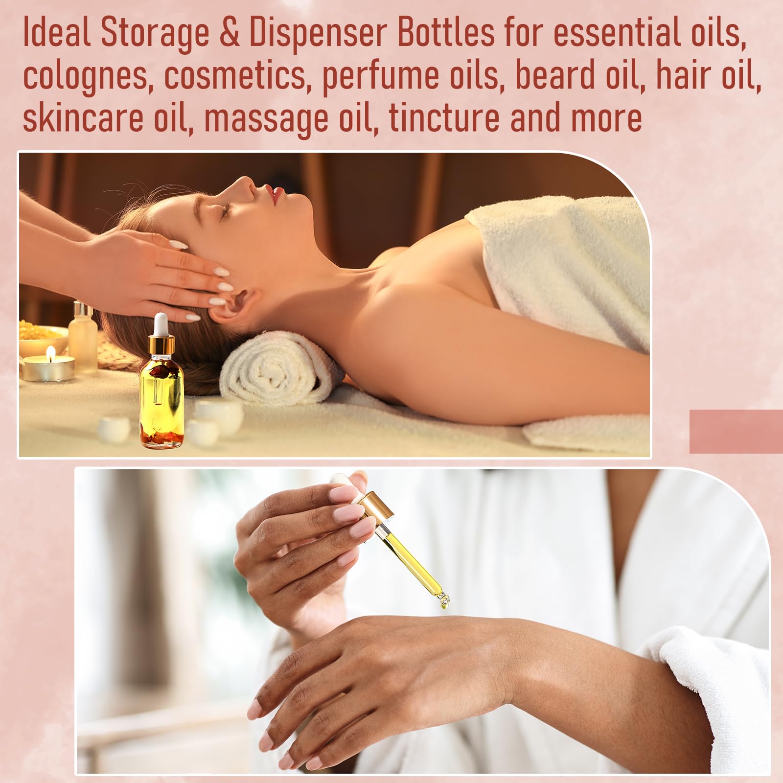 AOZITA 4 Pcs, 1 oz Golden Cap Clear Dropper Bottles (30ml) with 1 Funnel & 4 Labels - Glass Tincture Bottles with Eye Droppers - Leakproof Essential Oil Bottles for Health, Personal Care & Beauty