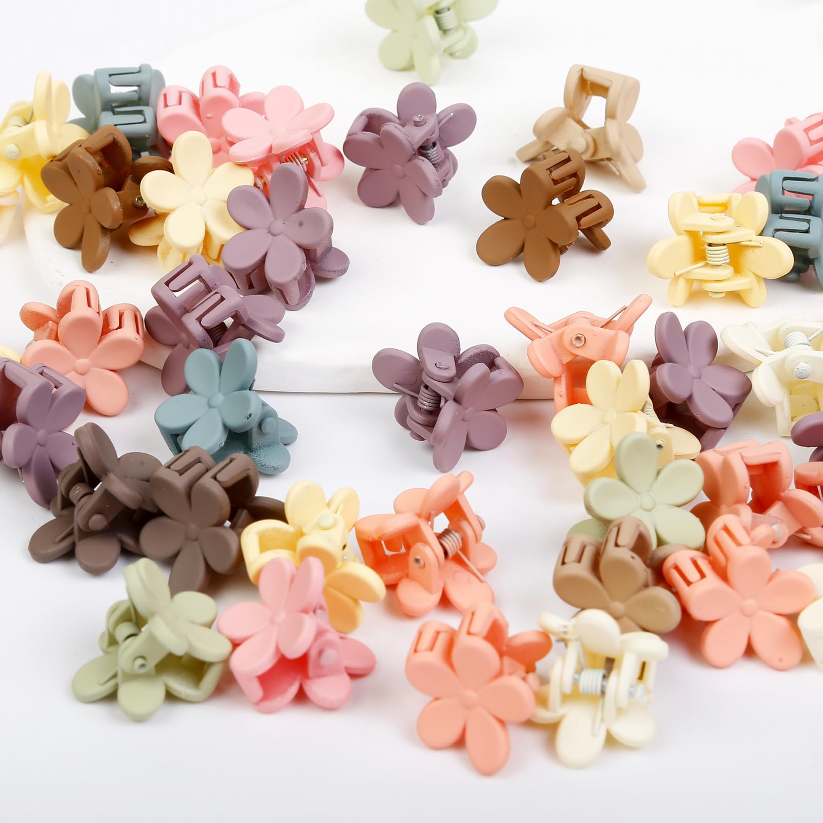 100Pcs Colorful Mini Flower Hair Clips, TEBIEKOY Small Hair Clips Mini Claw Clips Cute Jaw Clips Hair Pins Hair Barrettes Hair Accessories for Women Teens