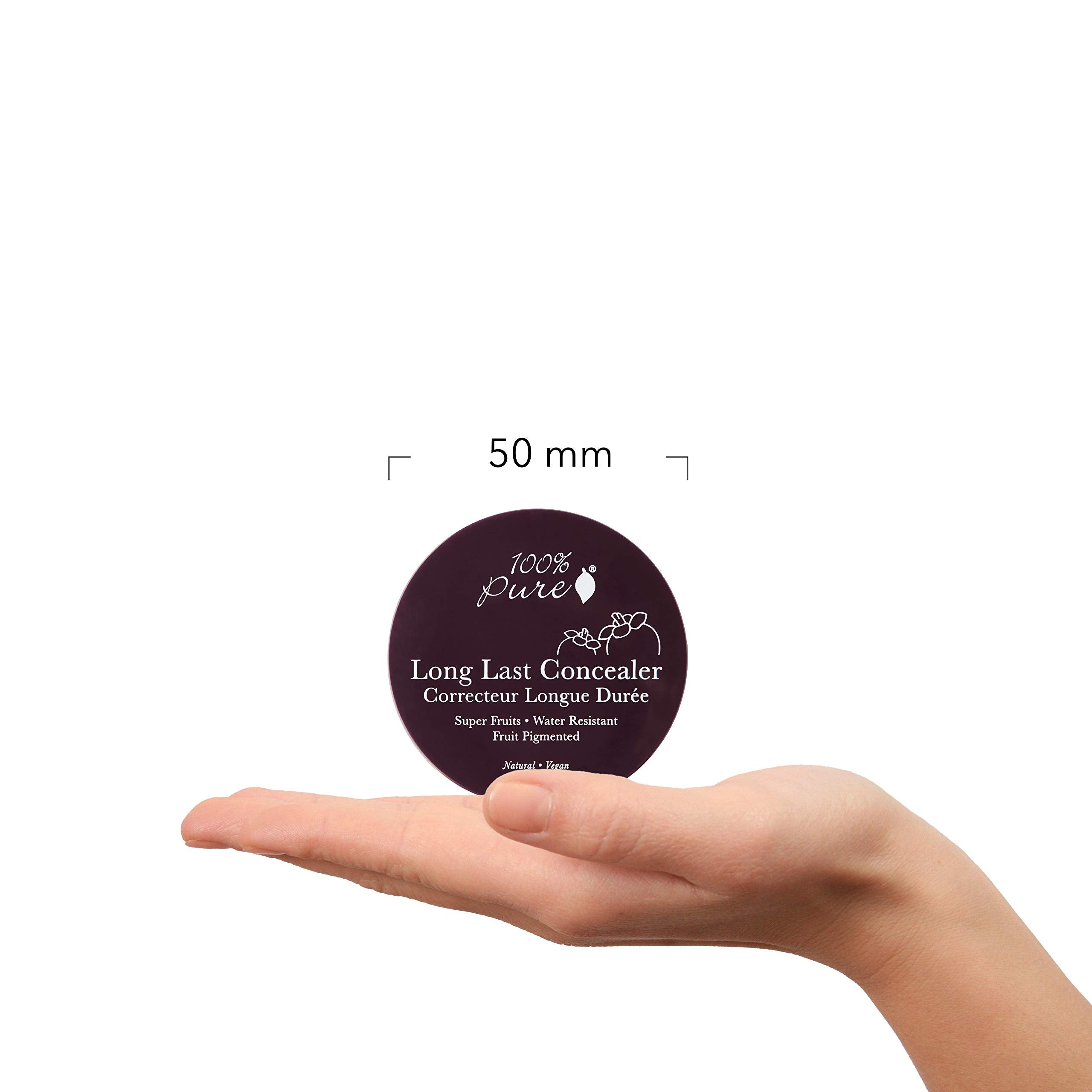 100% PURE Fruit Pigmented Long Last Compact Concealer, Golden Peach, Full Coverage Concealer, Diminish Dark Circles (Medium to Tan with Yellow Undertones) - 0.11oz