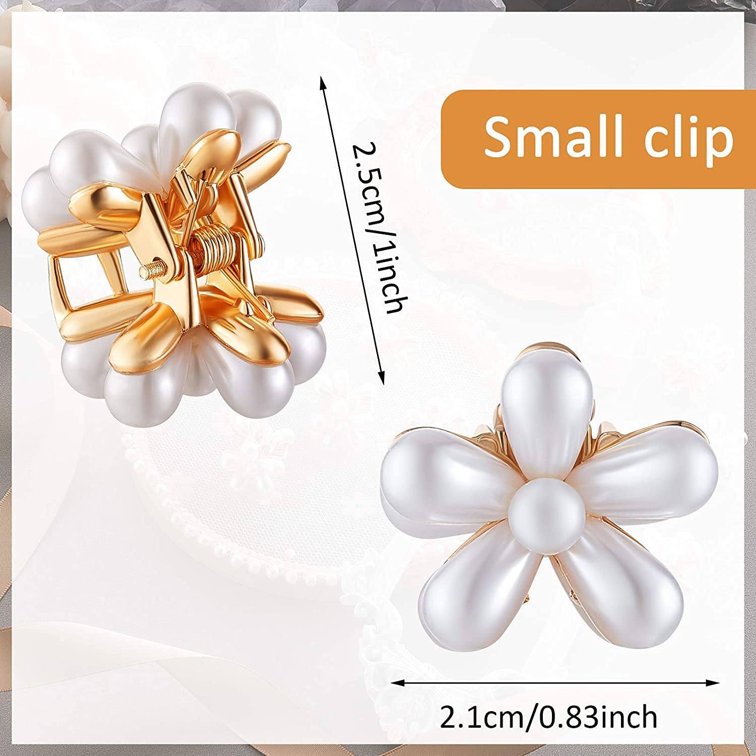 ANNACREATIONS 6 Pcs Korean Style Golden Metal Pearl Mini Hair Claw Clips – Hair Accessories & Jewelry for Women and Girls, Premium Strong Hold Small Hair Clutcher