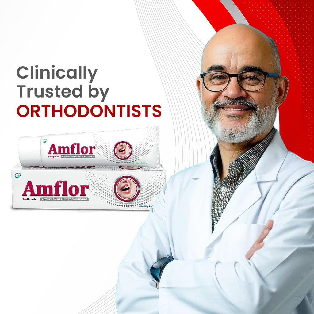 Amflor Toothpaste for Braces | Prevents Cavities & White Spot Lesions | Organic Amine Fluoride for Enamel Remineralization| Mint Flavour Orthodontic Toothpaste | Pack of 6 (70 g per pack)