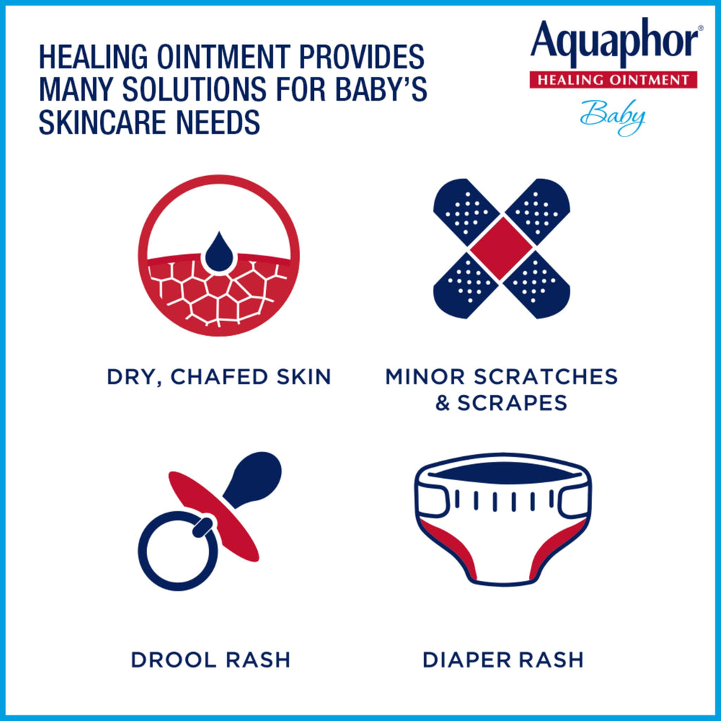Aquaphor Baby Healing Ointment Diaper Rash and Dry Skin Protectant, 3 oz (Pack of 3)