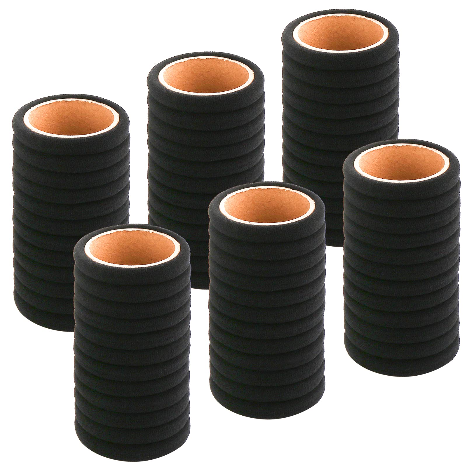 60PCS Black Large Hair ties, Cotton Hair Bands, Seamless Hair Ponytail Holders,by NineTong