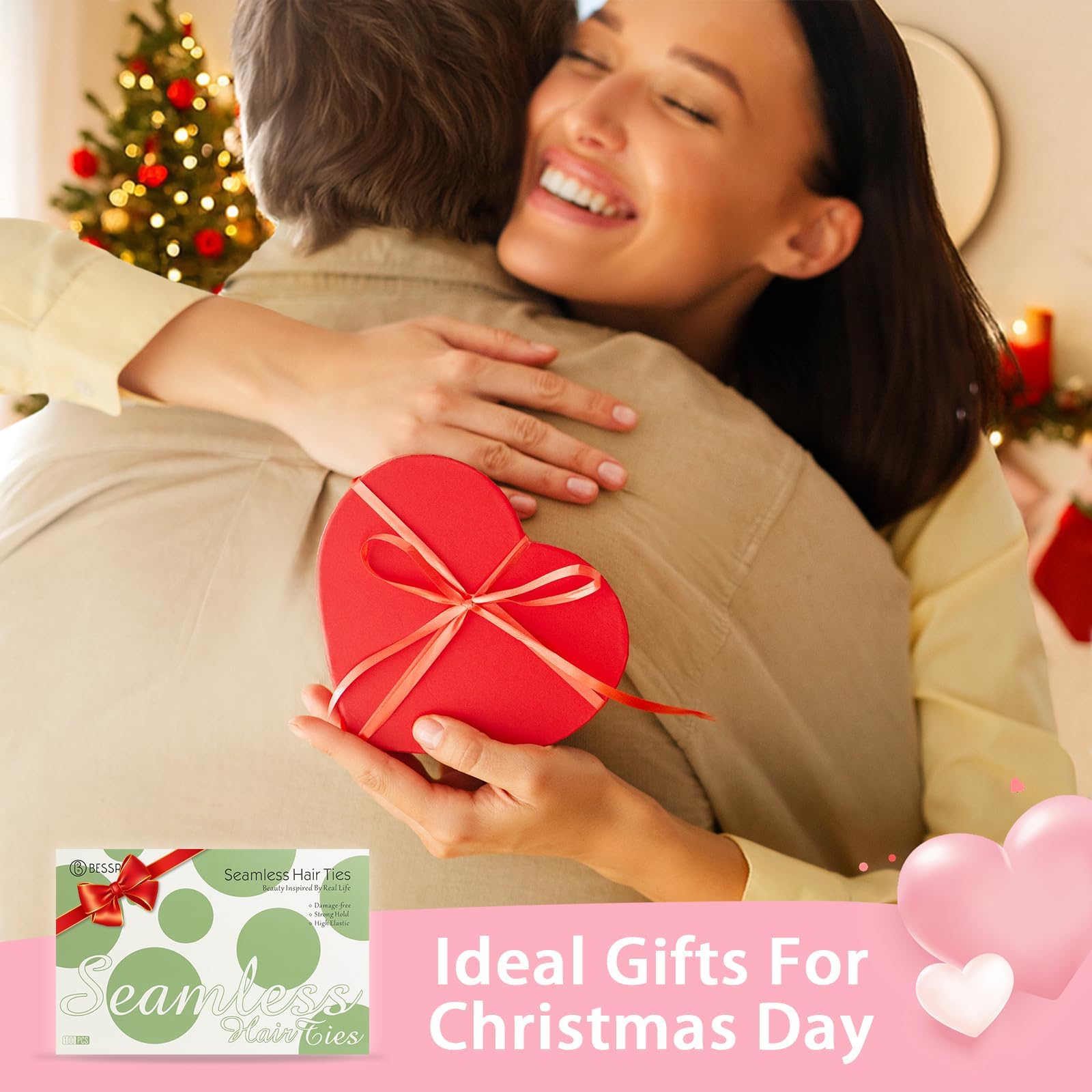 100 Pcs Thick Seamless Spring Hair Ties, Ponytail Holders Hair Accessories No Damage for Thick Hair (Spring Colors)