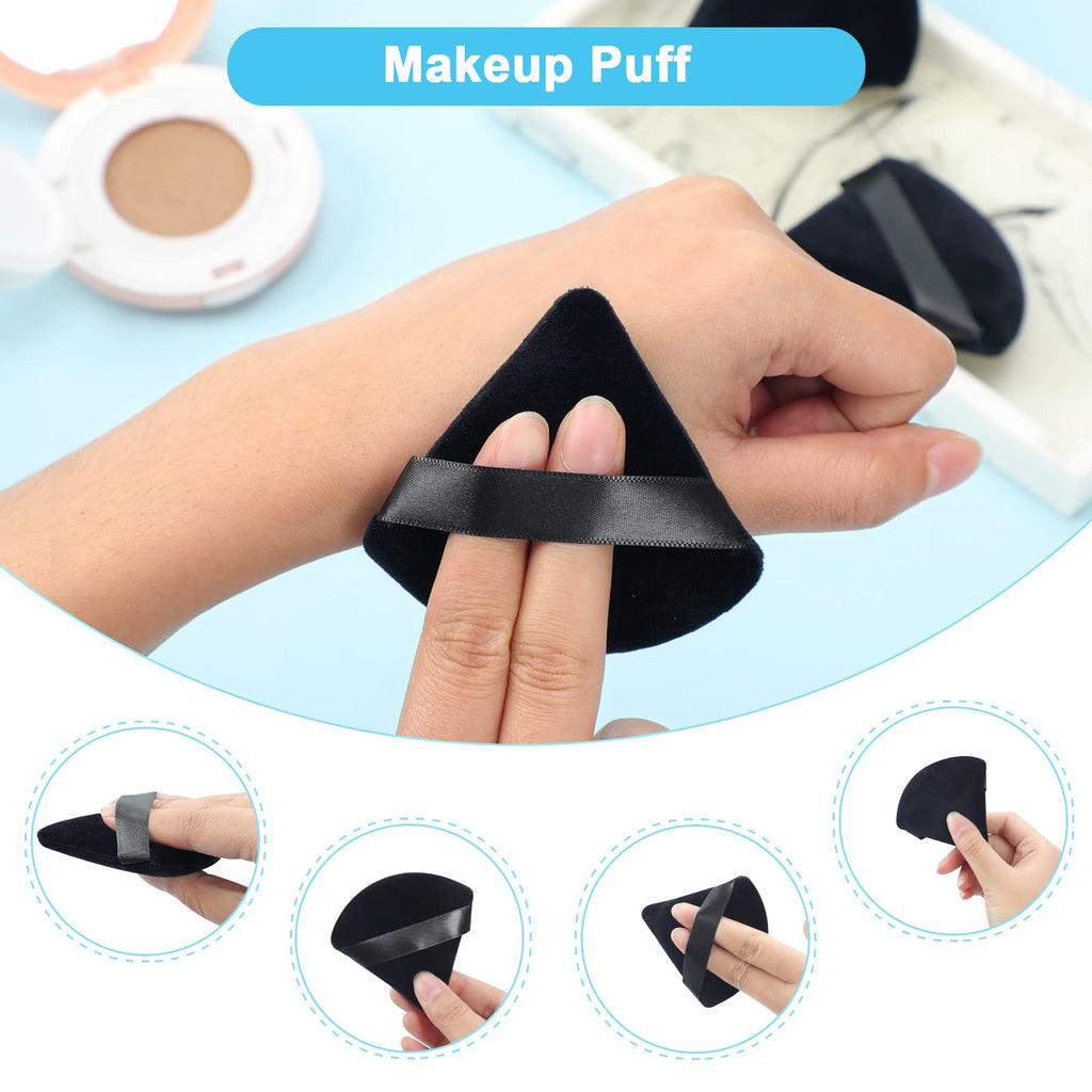6-Pack Powder Puff Face Soft Triangle Makeup Puff for Loose Powder Mineral Powder Body Powder Velour Cosmetic Foundation Blender Sponge Beauty Makeup Tools(Black)