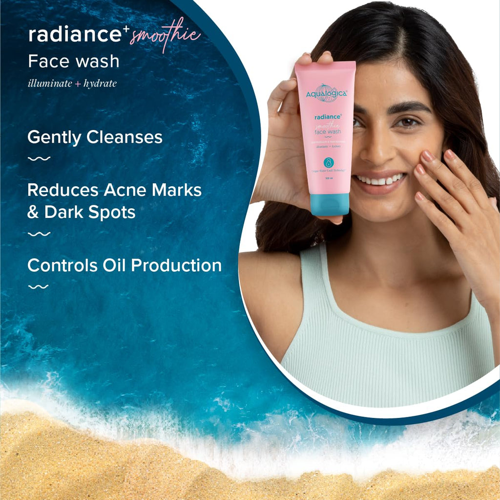 Aqualogica Radiance+ Smoothie Face Wash with Watermelon & Niacinamide for Men & Women -Reduces Dark Spots & Blemishes | For Oily, Dry & Acne Prone Skin -100ml