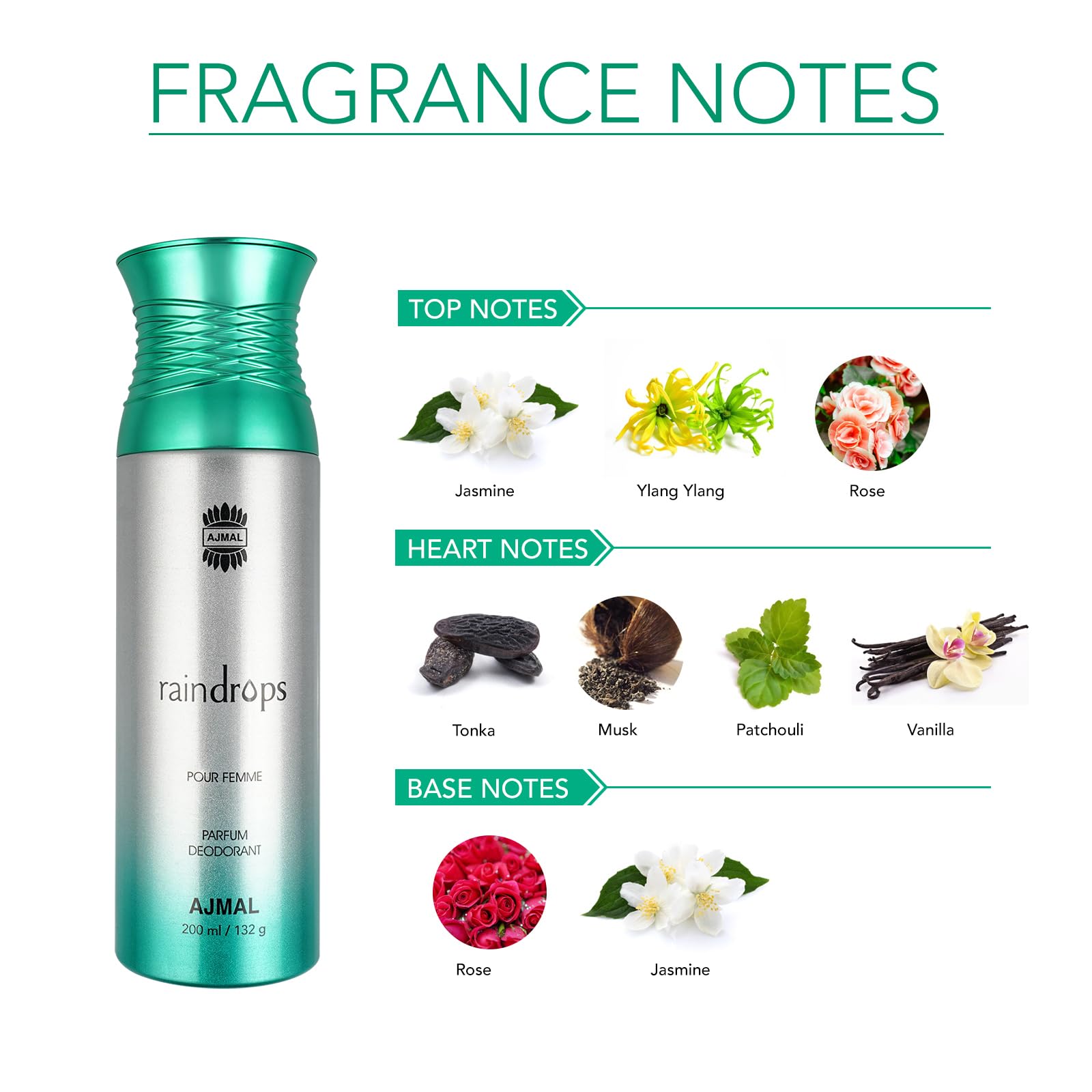 Ajmal Raindrops Liquid Fresh Female Deodorant For Woman, 200 Ml