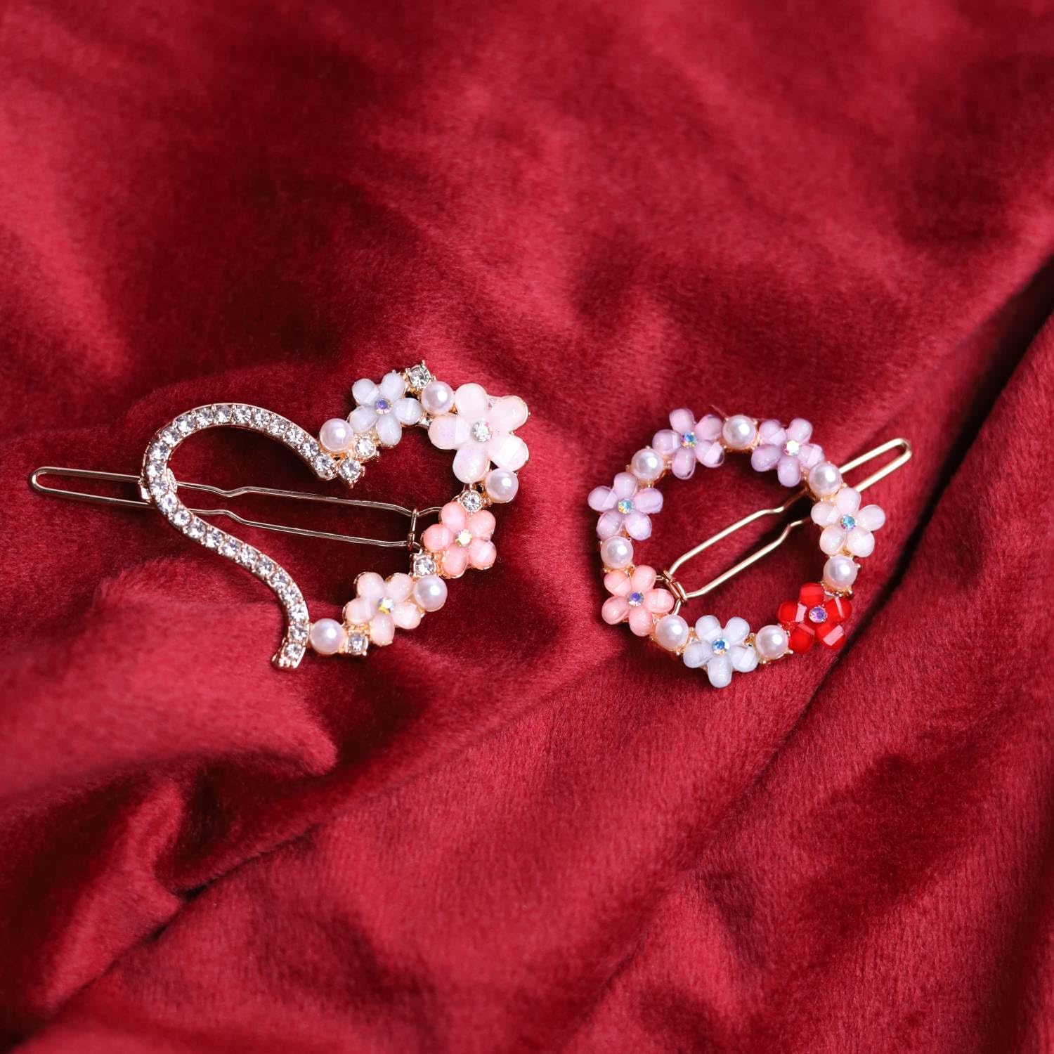 ANNACREATIONS 4 Pcs Korean Style Flower Metal Hair Lock Pin Clips, Hairpin for Women and Girls