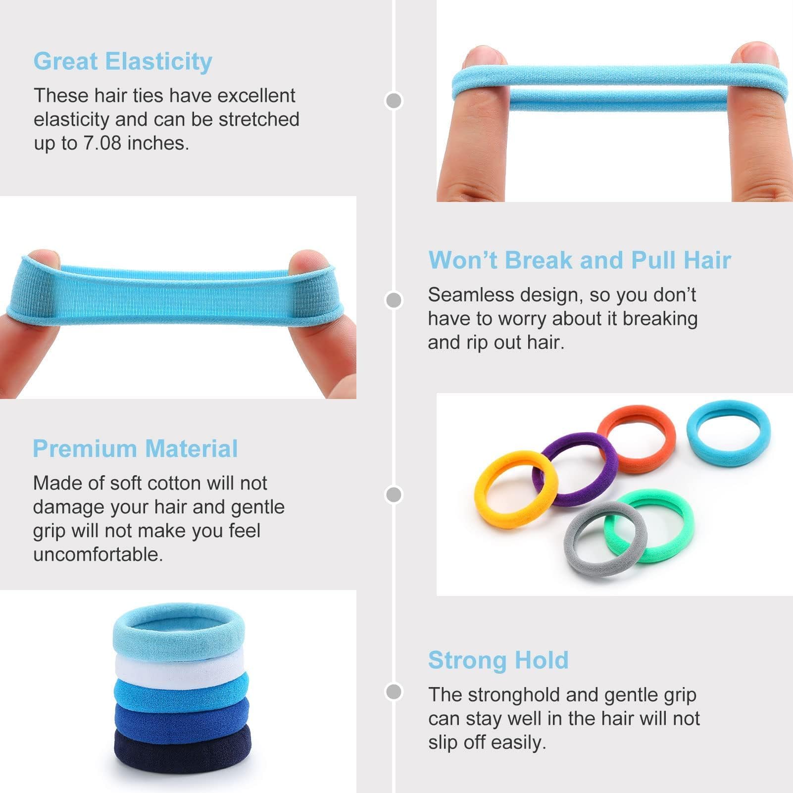 100PCS Elastics Hair Ties Muticolor Hair Tie