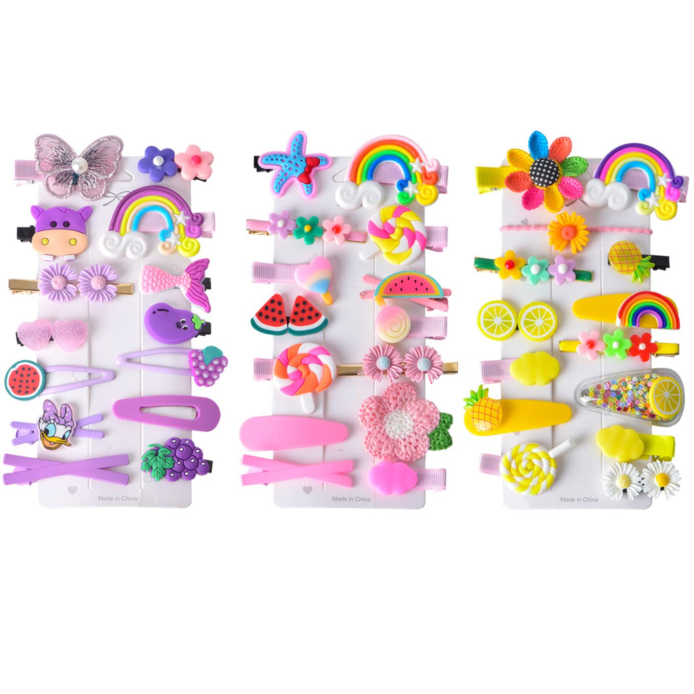 42 Pieces Baby Hair Clips, Hair Pin, Barrettes for Girls, Toddler Girls Hair Accessories, Kids Hair Clips for Styling, Flower Rainbow Candy Fruits Butterfly Hair Barrettes