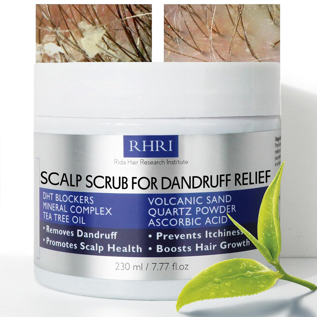 Anti Dandruff Scalp Scrub for Men and Women | Hair Treatment with Tea Tree Oil & DHT Blockers | Removes Dandruff, Soothes Itchy Scalp and Boosts Hair Growth | Enriched with Mineral Complex
