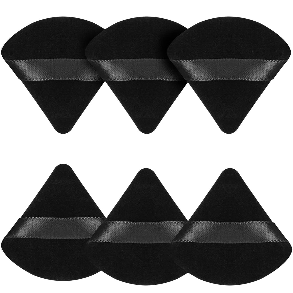6-Pack Powder Puff Face Soft Triangle Makeup Puff for Loose Powder Mineral Powder Body Powder Velour Cosmetic Foundation Blender Sponge Beauty Makeup Tools(Black)