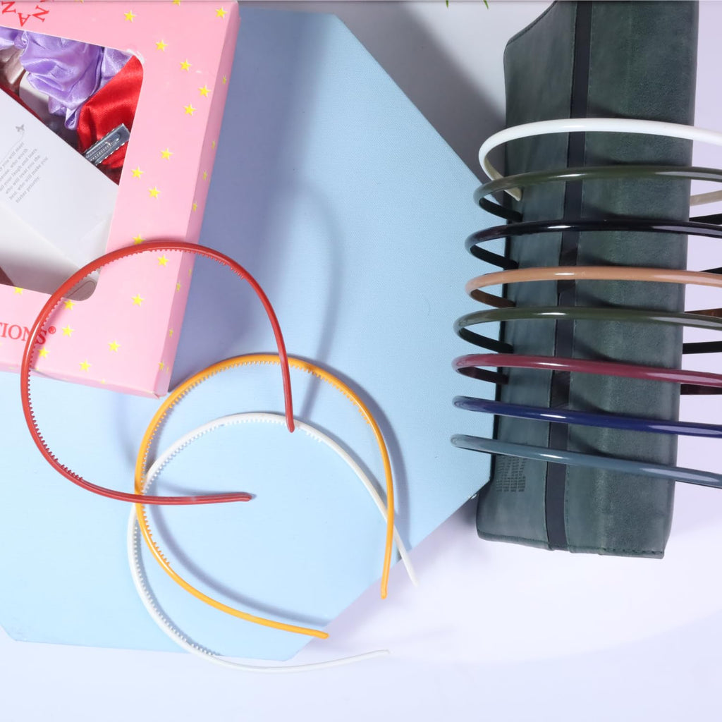 ANNACREATIONS Plastic Headbands with Teeth – Pack of 12 Durable, Lightweight Sports Hair Bands for Women, Girls, Teens & Kids – 0.5cm Non-Slip Hair Accessories (Gloss Finish)