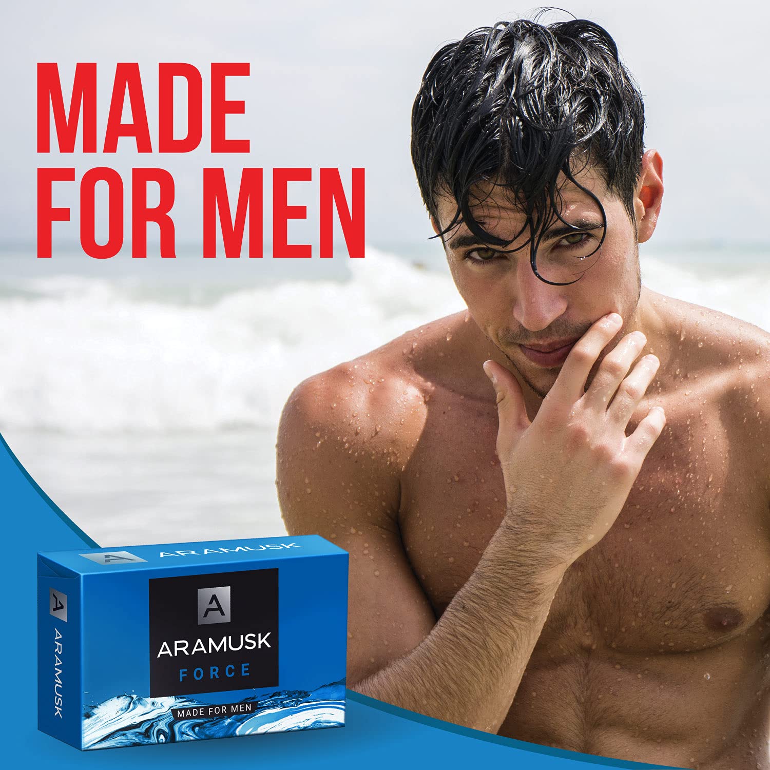 Aramusk Force Premium Soap for Men | Deep Cleansing, Moisturizing, Nourishing with Long Lasting Freshness | 125g (Pack of 8)