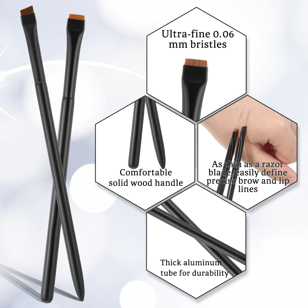 4 Pcs Eyebrow Brush Eyeliner Brush Set Eye Makeup Tool Ultra-Thin Angled Flat Precision Makeup Brushes for Women Beauty Cosmetic, Black